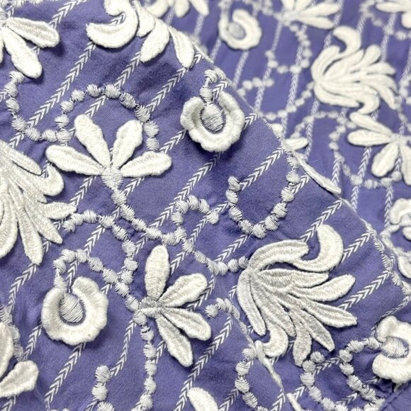 Anthropologie Pilcro Embroidered Floral Blouse SZ M Long Sleeve Cottage Boho - Picture 4 of 13